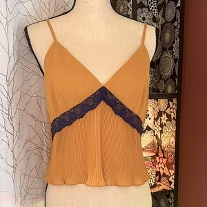 Lulu’s Elegant Mustard/Gold and Purple Lace Trim Cropped Cami Top